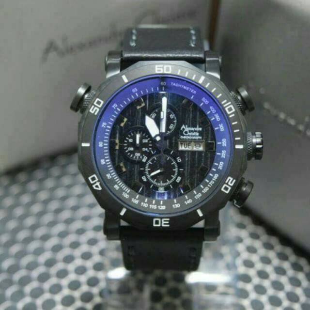 Jam Tangan Pria Alexandre Christie Original AC-6308 Leather Full Black