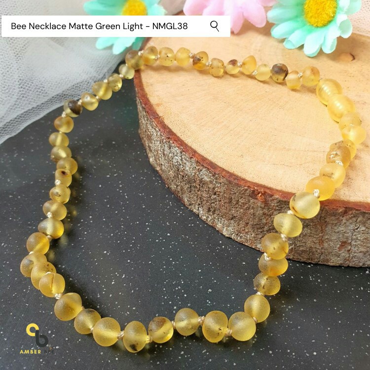 Kalung Cantik Amber Anak Kesehatan (100% Premium Matte Green Light NMGL38 By Amber Bee)