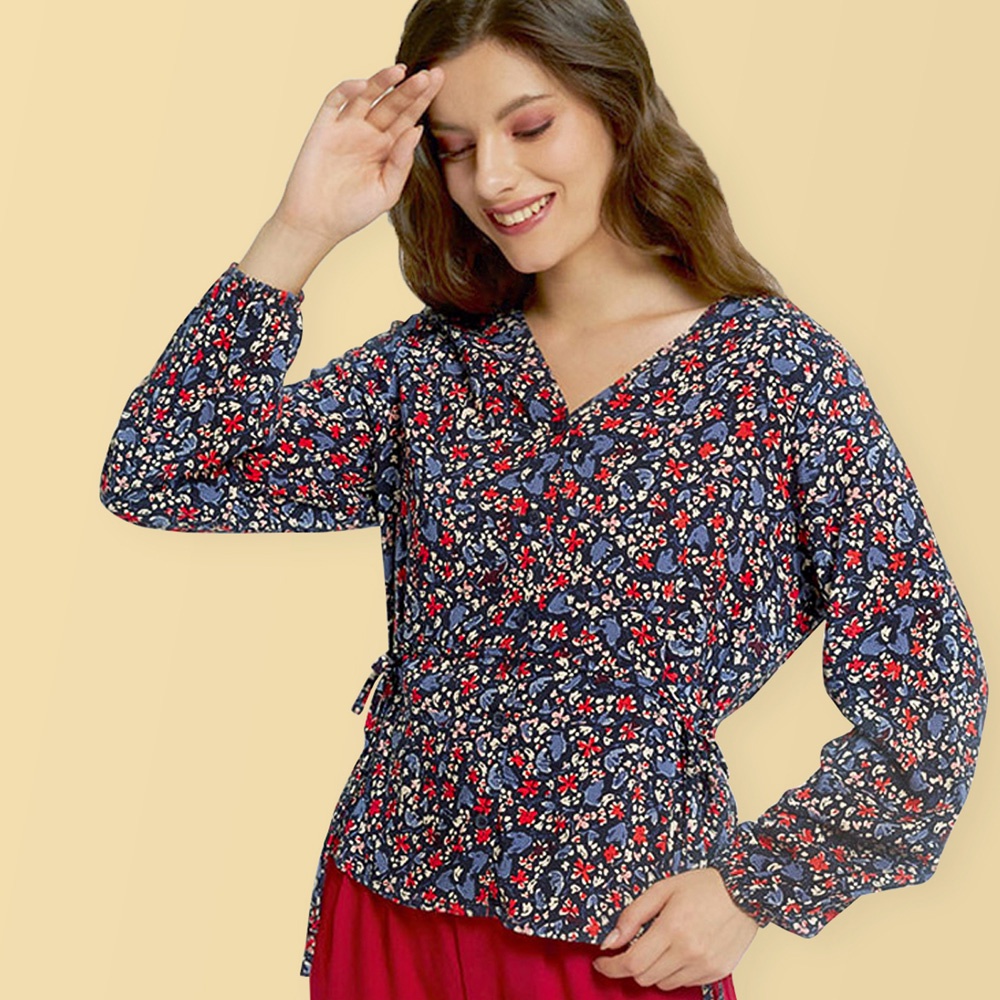 Hickies Sasa Blouse Baju Tunik Atasan Wanita Black Flower