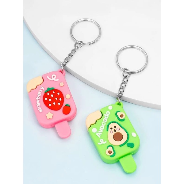 GANTUNGAN KUNCI ES KRIM / Ganci Karakter Ice Cream Buah Unik Lucu / Gantungan Tas / Bag Charm / Souvenir Murah / Keychain / COD