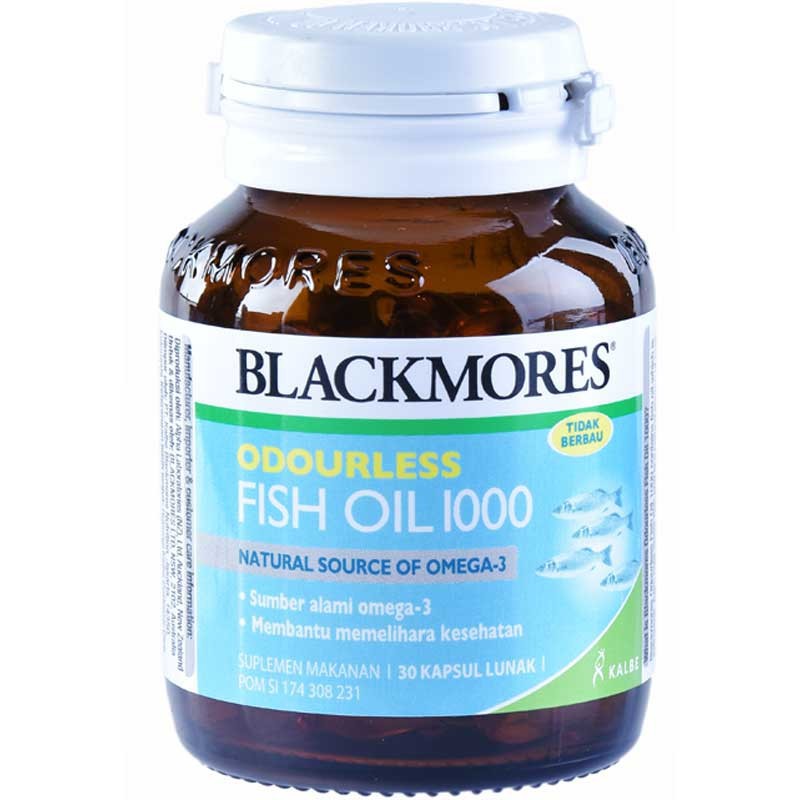 TERLARIS!!! Blackmores Odourless Fish Oil 1000 mg Isi 30 Kapsul Lunak