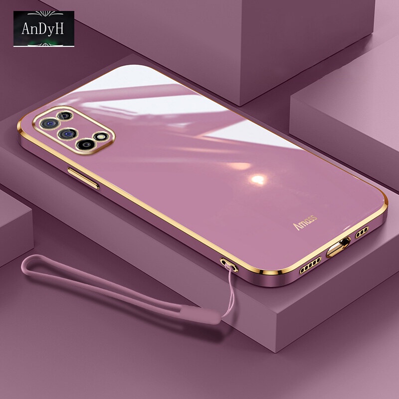 Case Bahan Silikon Dengan lanyard Untuk OPPO Realme 7 5G