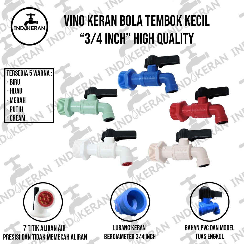 VINO - Kran Air Bola Tembok Kecil - 3/4 Inch - High Quality