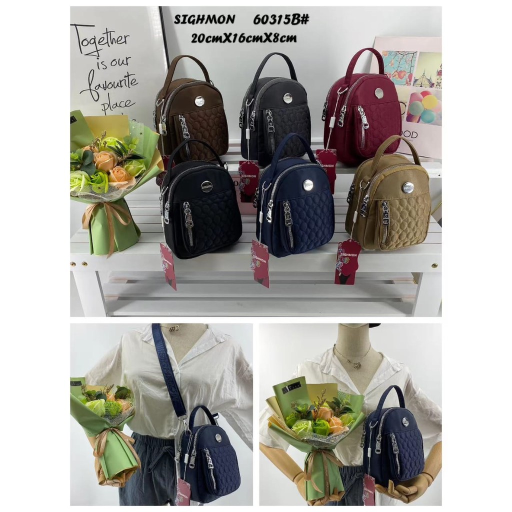 Tas Selempang Jinjing Unisex Motif Polos Bahan Parasut Sighmon #60315B