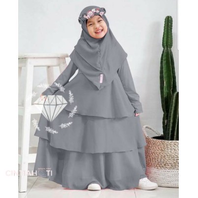 Baju Gamis Anak Perempuan Muslim Syar'I Lebaran Umur 10-11-12 thn setelan terbaru 2020  bisa COD