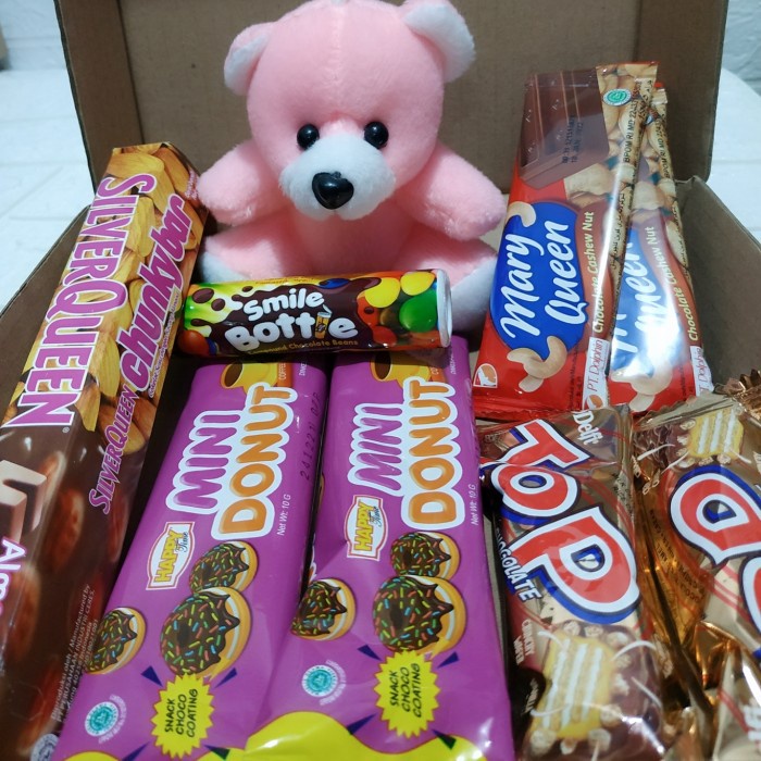 

kado birthday wedding gift hadiah valentine boneka + coklat chungky bar murah
