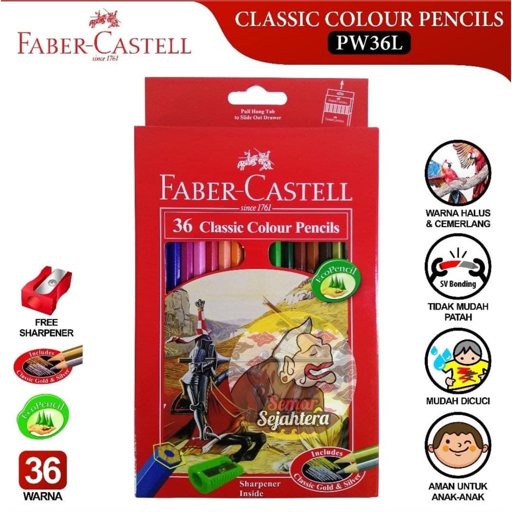 

[SET] FABER-CASTELL PENSIL WARNA CLASSIC 36 WARNA PANJANG 36L COLOUR PENCILS^
