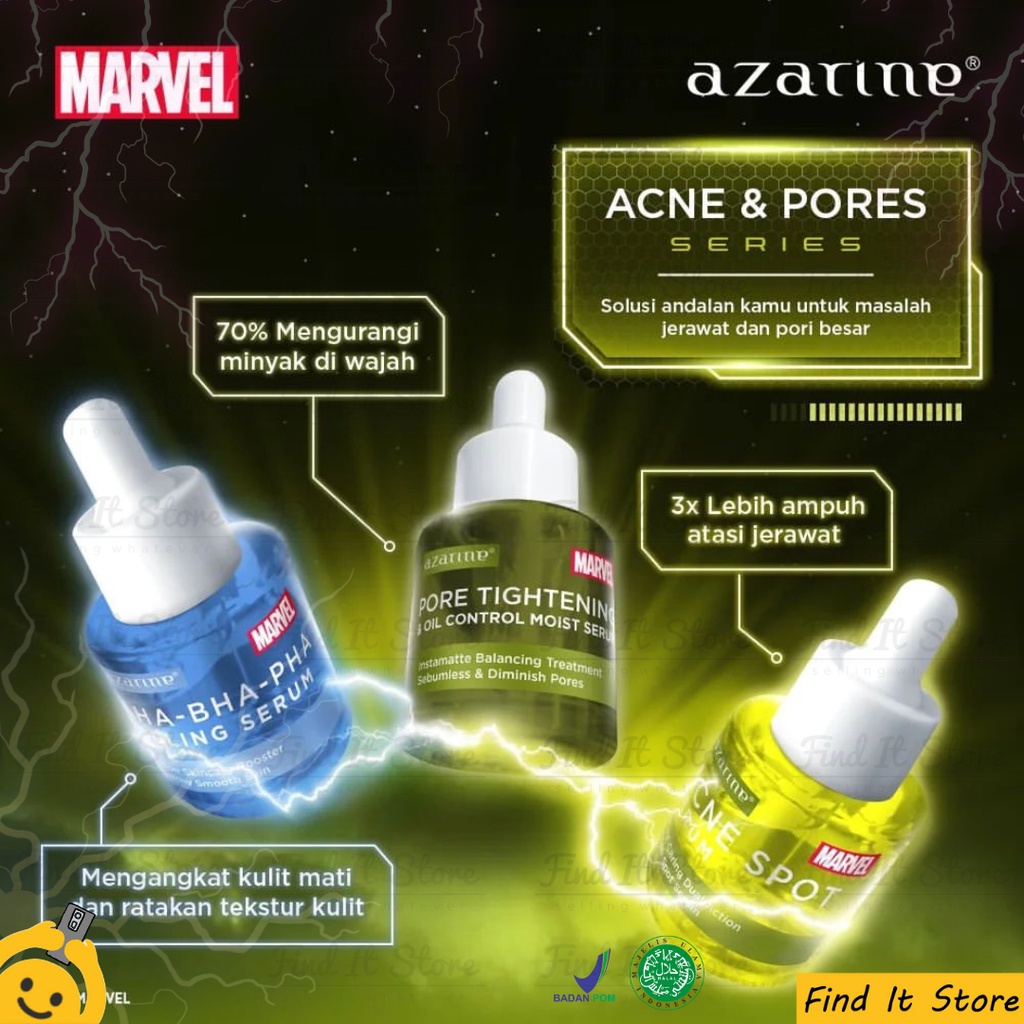 Azarine Face Serum Super Hero Marvel Edition 20ml | Serum Wajah Special Edition | Brightening | Acne | Oil Control | Original BPOM