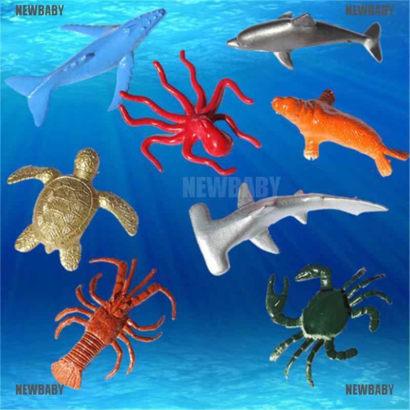 (BABY) 8pcs / Set Mainan Bentuk Ikan Paus / Hiu Laut Bahan Plastik Untuk Anak Whale