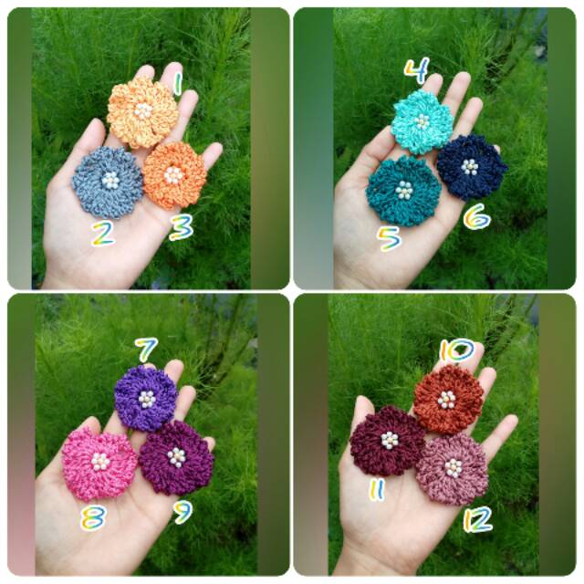 Aplikasi bunga rajut / aplikasi rajut / souvenir / rajutan