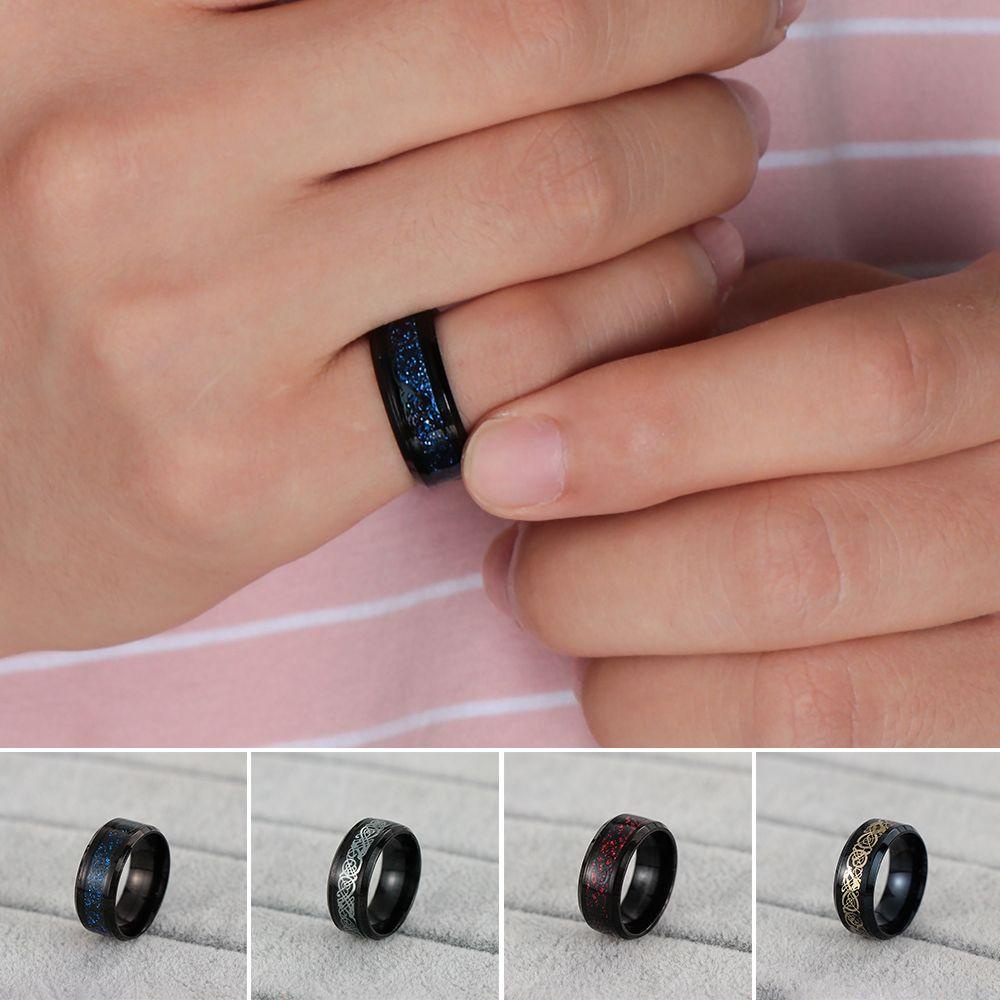 Cincin Pria LILY Size 6-13 Anti Karat Naga Celtic Hitam