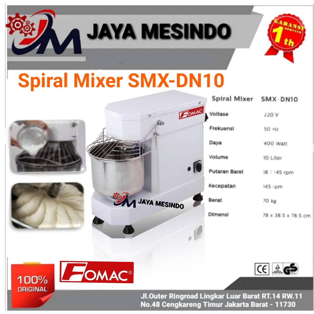 Mesin Spiral Mixer SMX-DN10 FOMAC