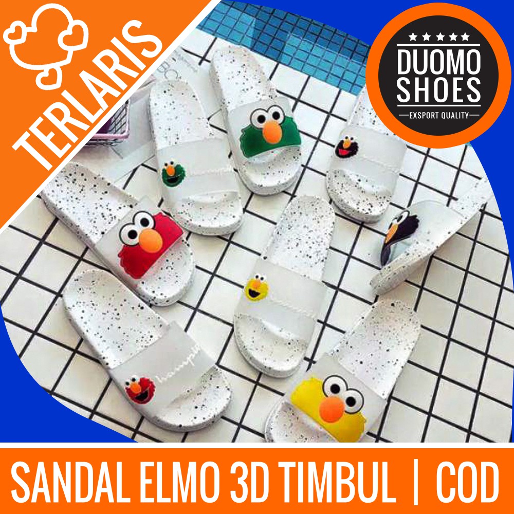 BEST SELLER DM SANDAL  KARET  LUCU KARAKTER ELMO  CHAMPION 