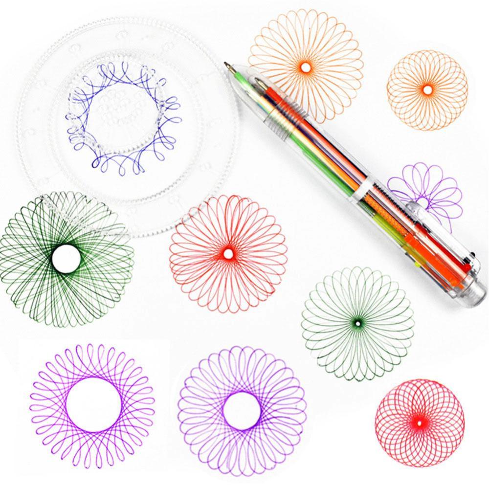 Timekey Set Penggaris Spirograph Deluxe Bahan Metal Untuk Menggambar I4U7