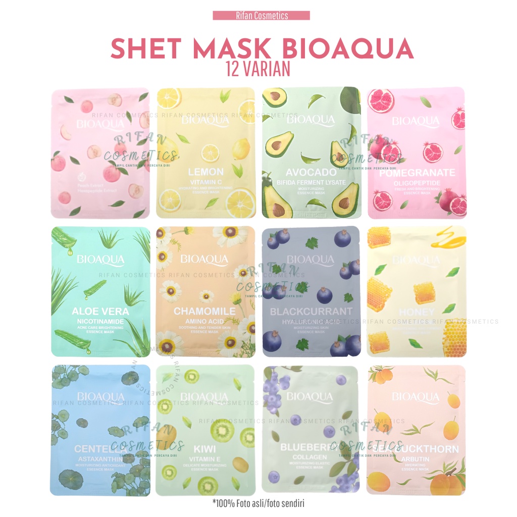 [COD] Bioaqua Sheet Mask Hydrating Essence Face Mask Brightening Moisturizing Skin Care Anti Aging Masker Wajah 25g/pcs