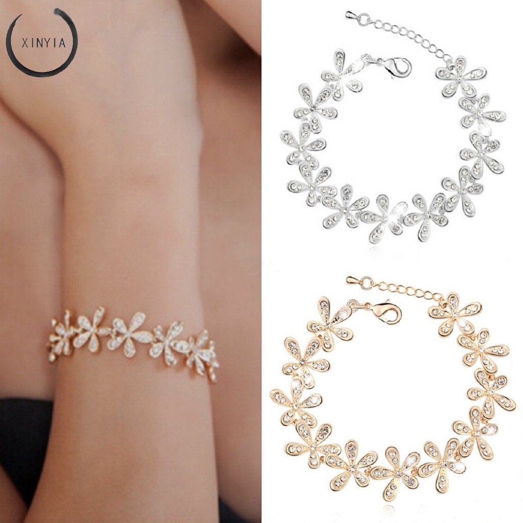 Gelang Bangle Vintage Motif Snowflake Hias Kristal Berlian Imitasi Untuk Wanita