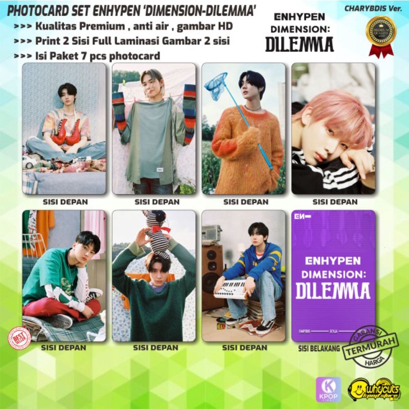 PHOTOCARD SET KPOP PREMIUM ENHYPEN DIMENSION - DILEMA ( Print 2 sisi )