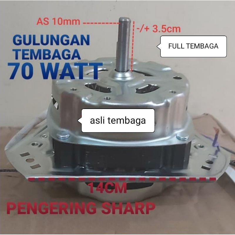 Dinamo  Spin  70W  Mesin  Cuci TEMBAGA    Motor ,  Pengering    SHARP  Diameter as 10 mm