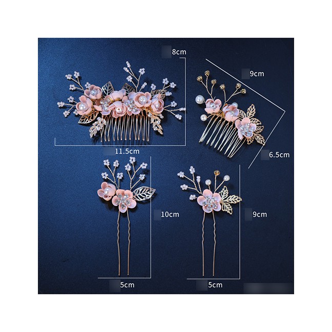 LRC Aksesoris Rambut Fashion Pink Big Flower Hair Comb F39660