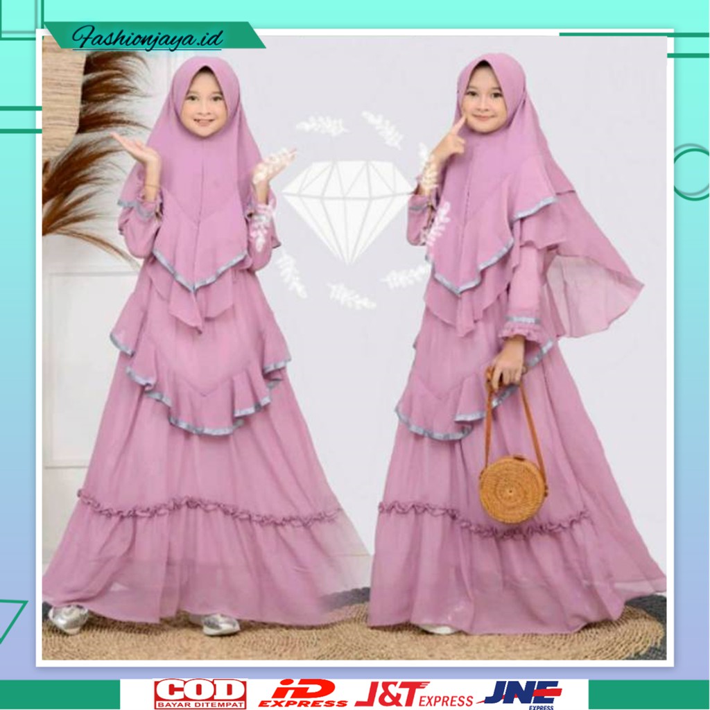 Baju Gamis Pakaian Muslim Anak Perempuan Umur 7-11 Tahun Pesta Lebaran Model Terbaru 2021 Kekinian