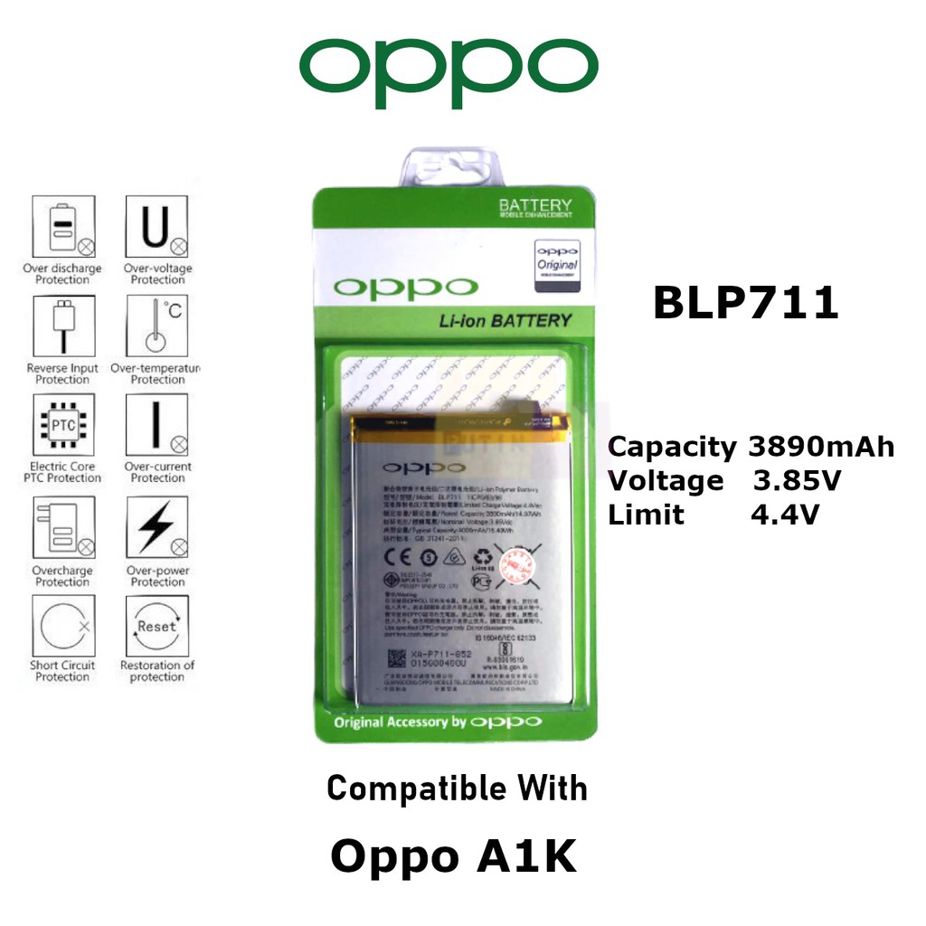 (P) Batre Battery Baterai Original Oppo BLP711 / A1K