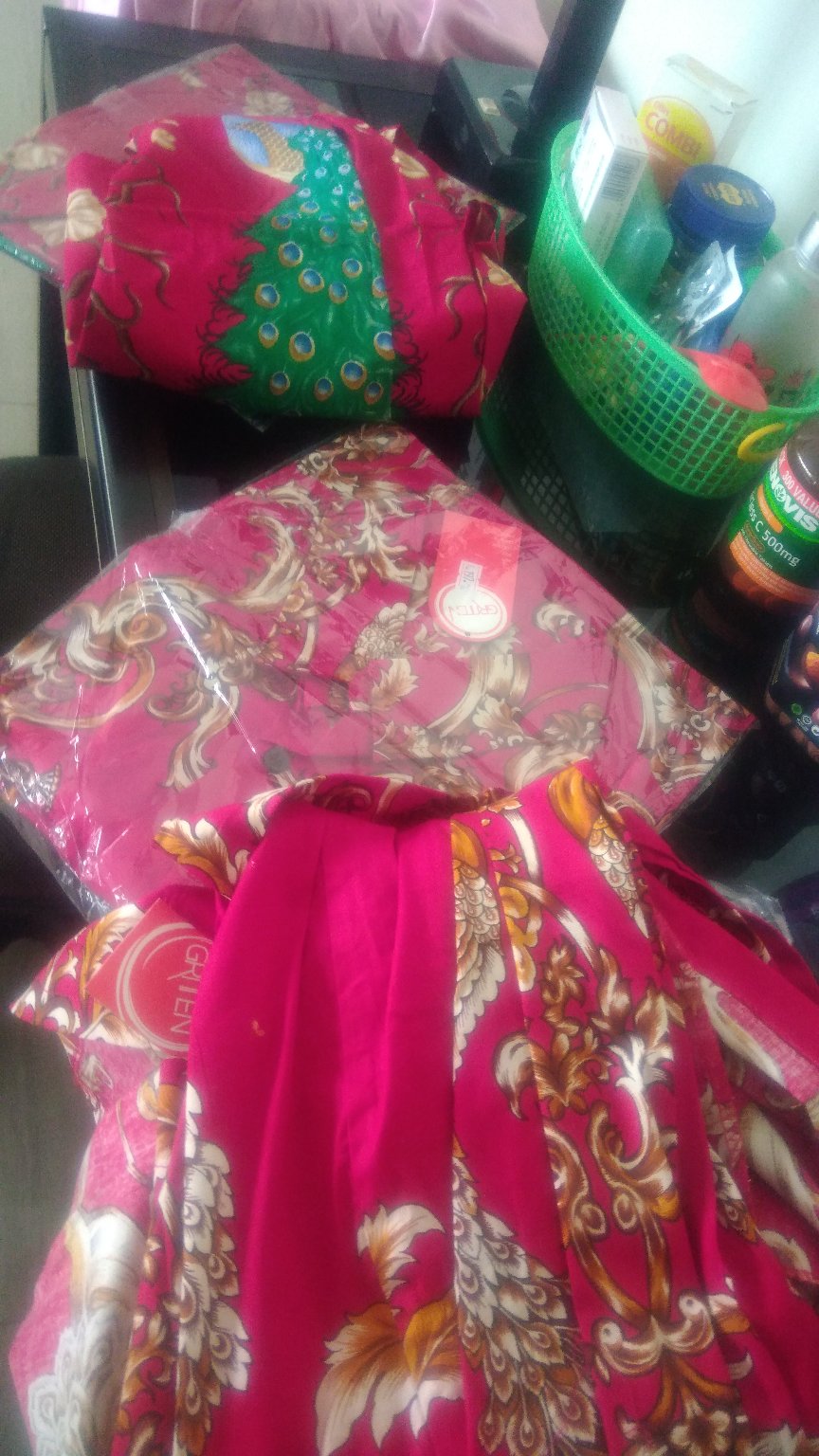 S 2080 #couple Batik Imlek Merah Couple Motif Merak C120