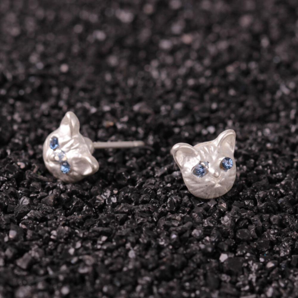 Timekey Anting Tusuk Desain Kucing Variasi 3 Warna Untuk Wanita A5K4