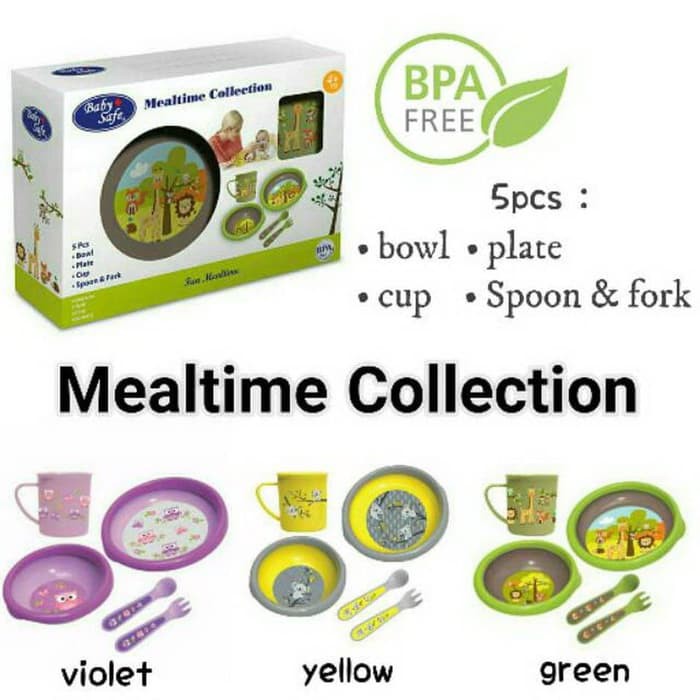 Baby Safe Mealtime Collection Baby Feeding Set FS500 Alat MPASI Peralatan Makan - Yellow Koala