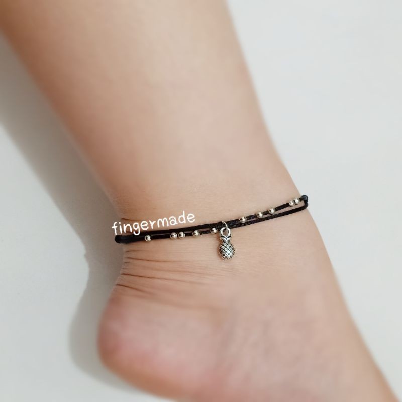 Fingermade Gelang Kaki Tali dengan Charm