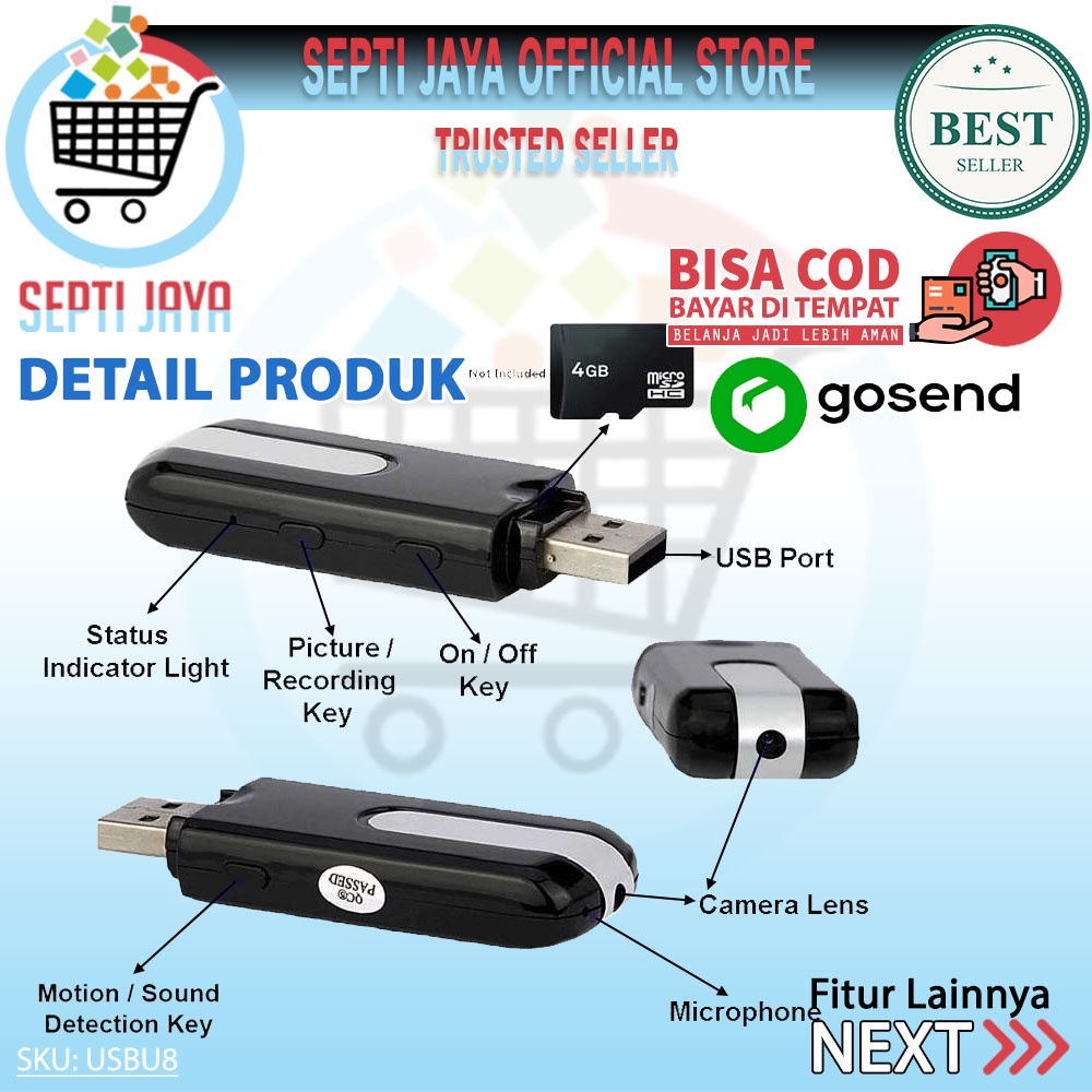 RK SPY MINI USB DVR SPYCAM KAMERA U8 U Disk Camera / USB Camera Spycam / Camera Hidden Usb Spy cam /