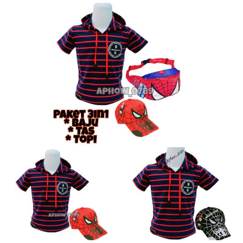 baju kaos anak motif garis gratis topi print anak selempang anak