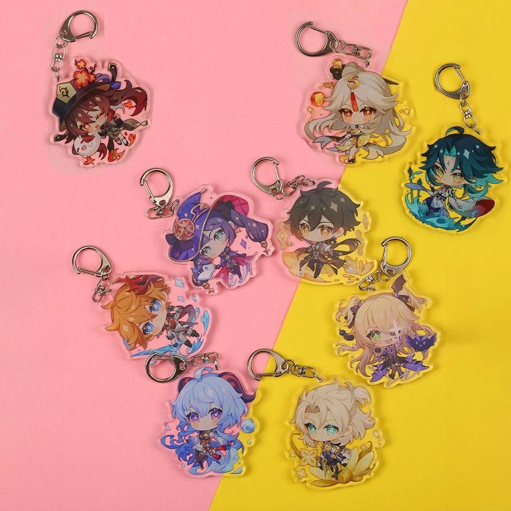 Agustin Genshin Impact Keychain Game Gantungan Kunci Silet Kaedehara Dua Sisi Hu Tao Sayu