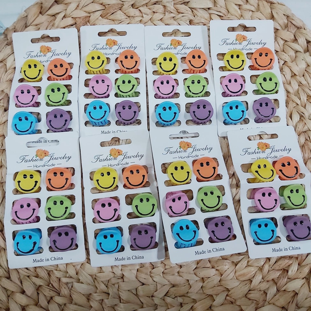 JEPITAN SALON MINI CARD ISI 6PCS CUTE SMILE MOTIF AKSESORIS RAMBUT