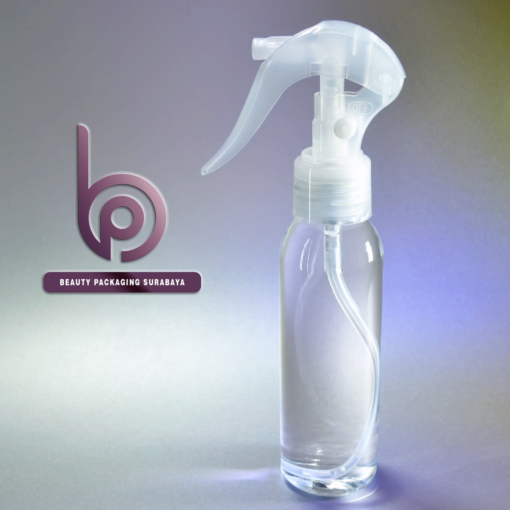 Botol Plastik PET 100ml BR Bening Tutup Spray Trigger Bebek Semprot