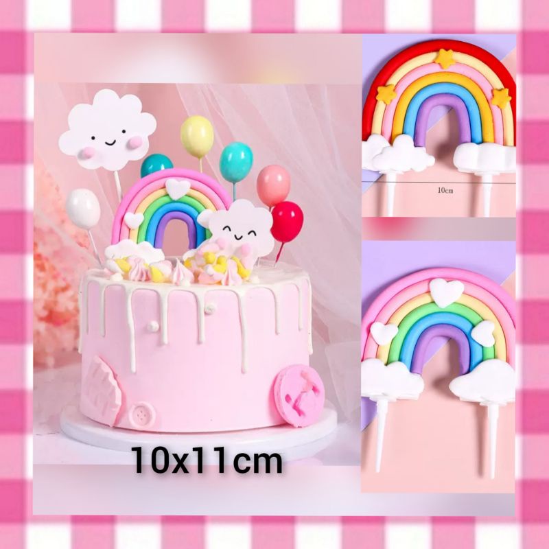 Topper pelangi hiasan kue ultah rainbow Pink