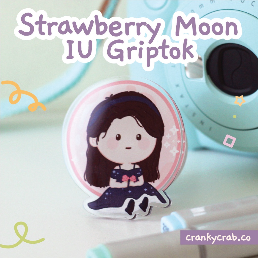 IU Strawberry Moon Griptok Popsocket | crankycrab.co KPop Fanmade Merchandise