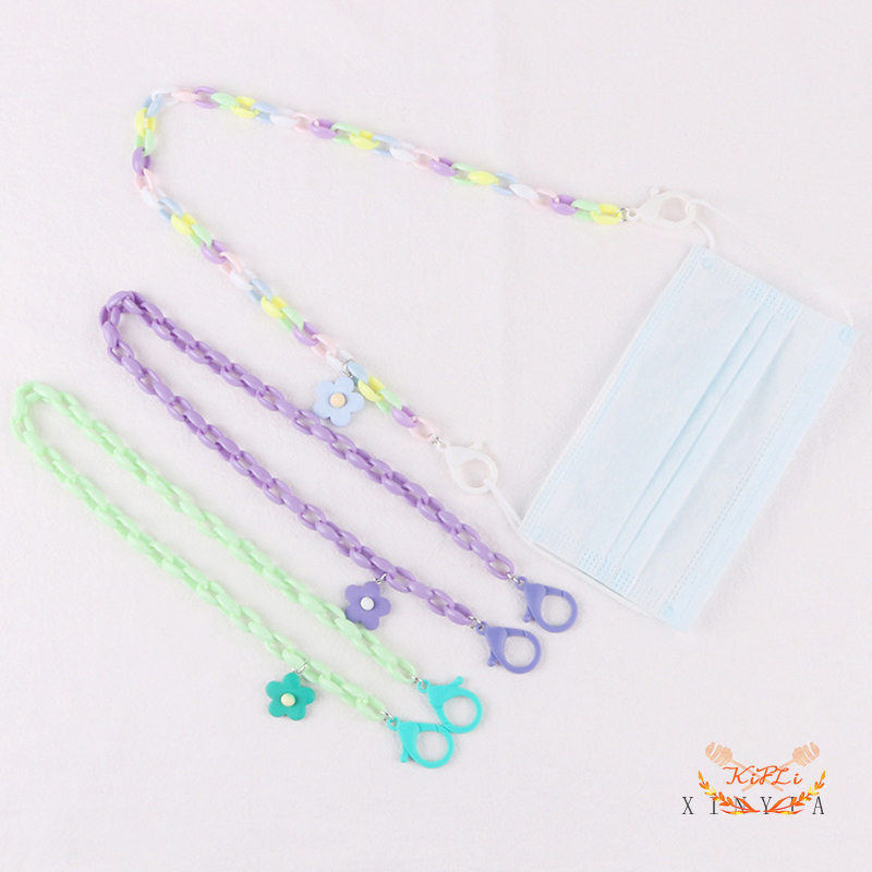 Adjustable Mask Clip Lanyard Ear Holder/Neck Strap Rope Colorful Bead Chain/Anti Slip Glasses Lanyard Holder Strings Anak -K