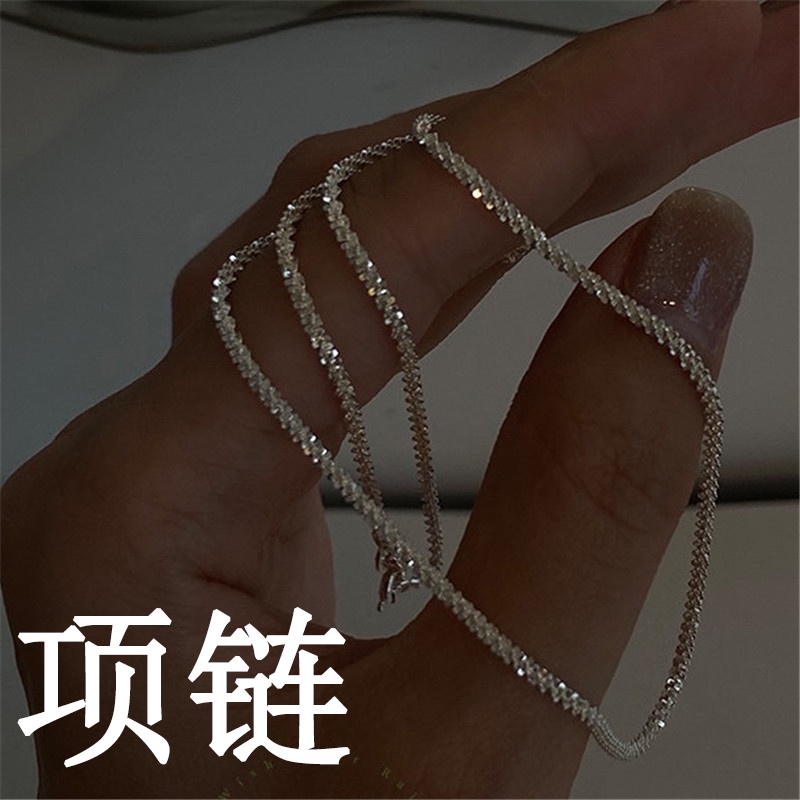 Kalung Rantai Klavikula Bahan 925 Sterling Silver Untuk Aksesoris Wanita