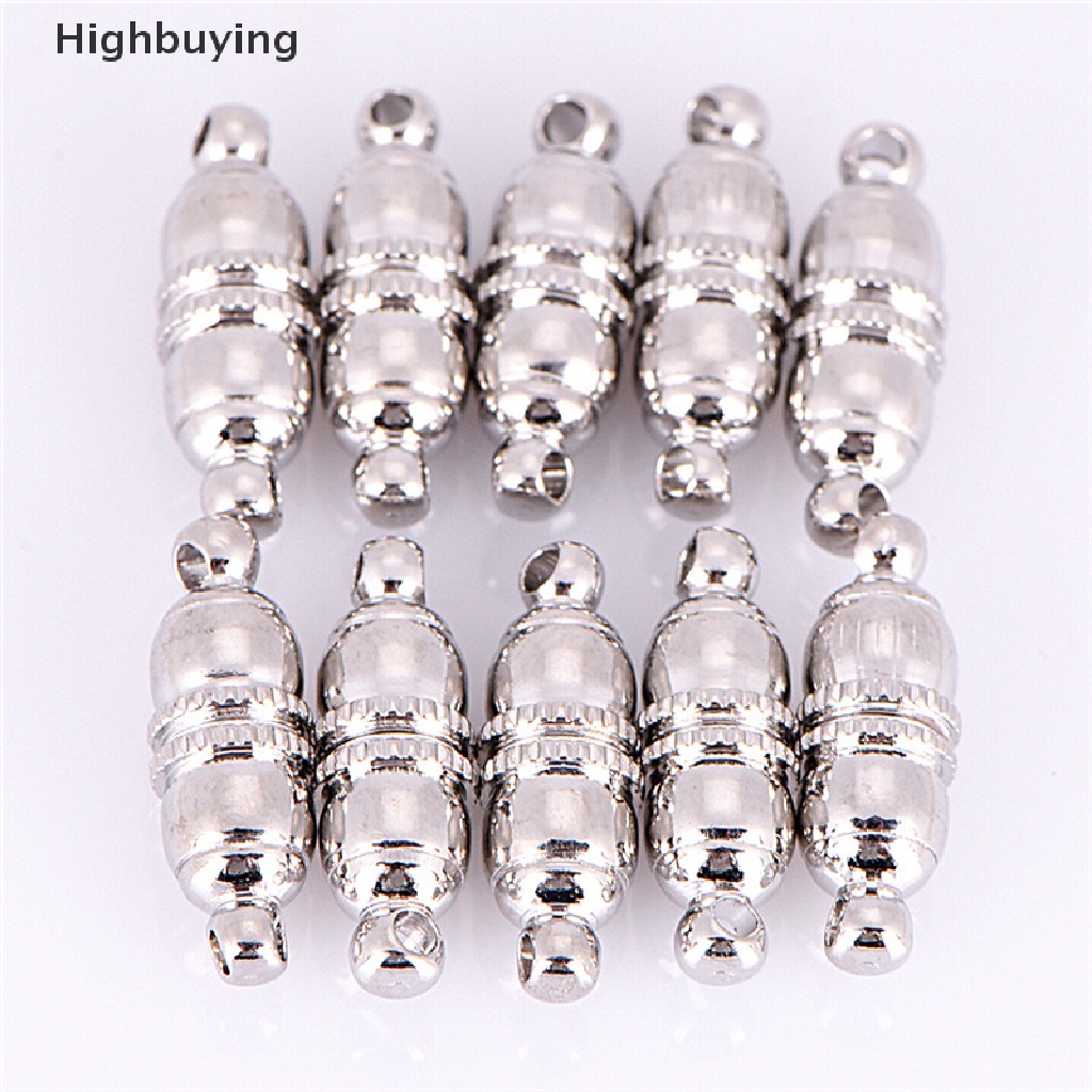 Hbid 10Pcs / Set Kait Clasp Magnetik Lapis Silver Untuk Perhiasan Gelang / Kalung