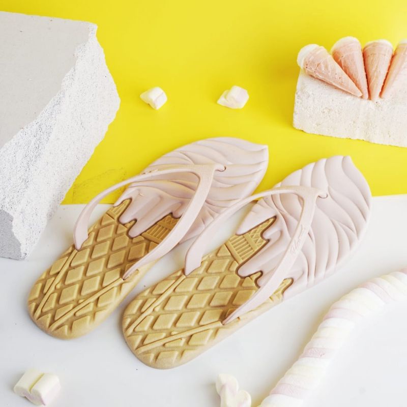 ICE CREAM Sendal Jepit Wanita Blackpink Sandal Slip On Wanita Slop Cewek Teplek Terbaru Import Korea