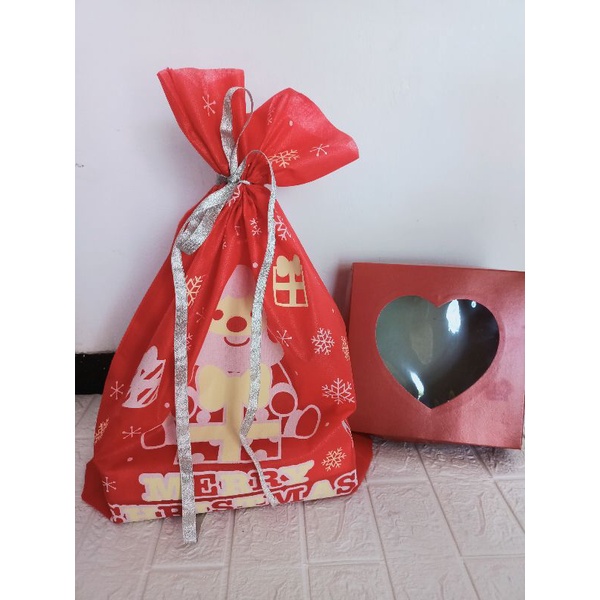 tas natal murah / tas serut jumbo/goodie bag natal/tas natal 20x20