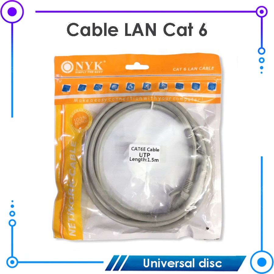 Kabel LAN UTP Cat 6 1,5M NYK - Kabel LAN 1.5M - Kabel UTP 1.5M - Kabel Jaringan internet