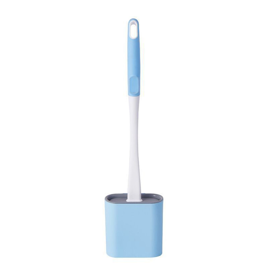 SUYOU Clean Any Corner Cleaning Toilet Brush Set Bathroom Silicone Flex Toilet Brush Long Handle Wall-Mounted With Lid with Toilet Brush Holder WC Soft/Multicolor