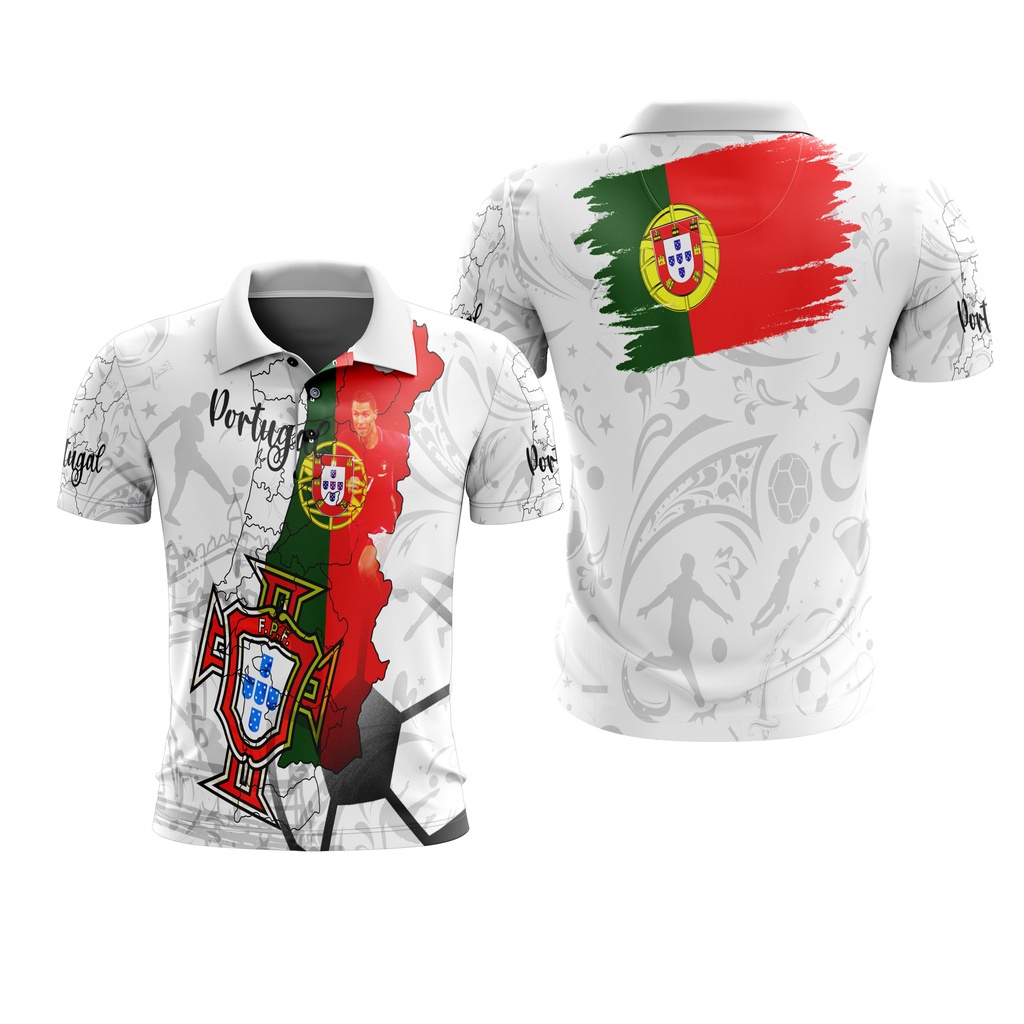 Kaos Polo Wangki Sepak Bola Piala Dunia Qatar 2022 Portugal Custom Full Printing