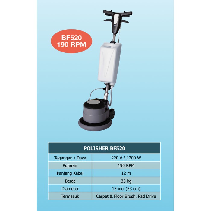 Polisher BF520 190 RPM ( Mesin Polisher Lantai Multi Fungsi )