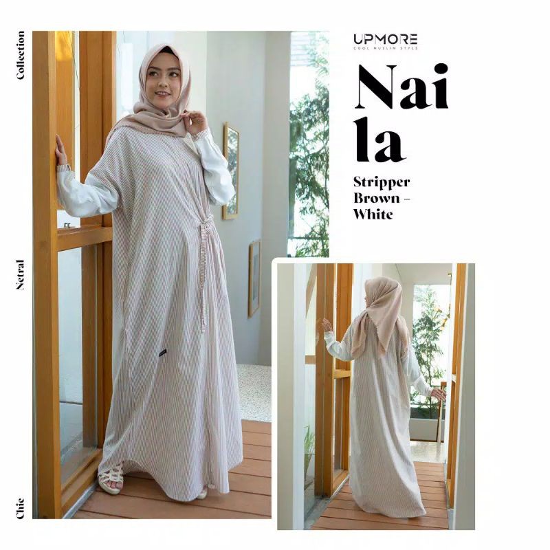 Upmore Gamis Naila Striper Brown White
