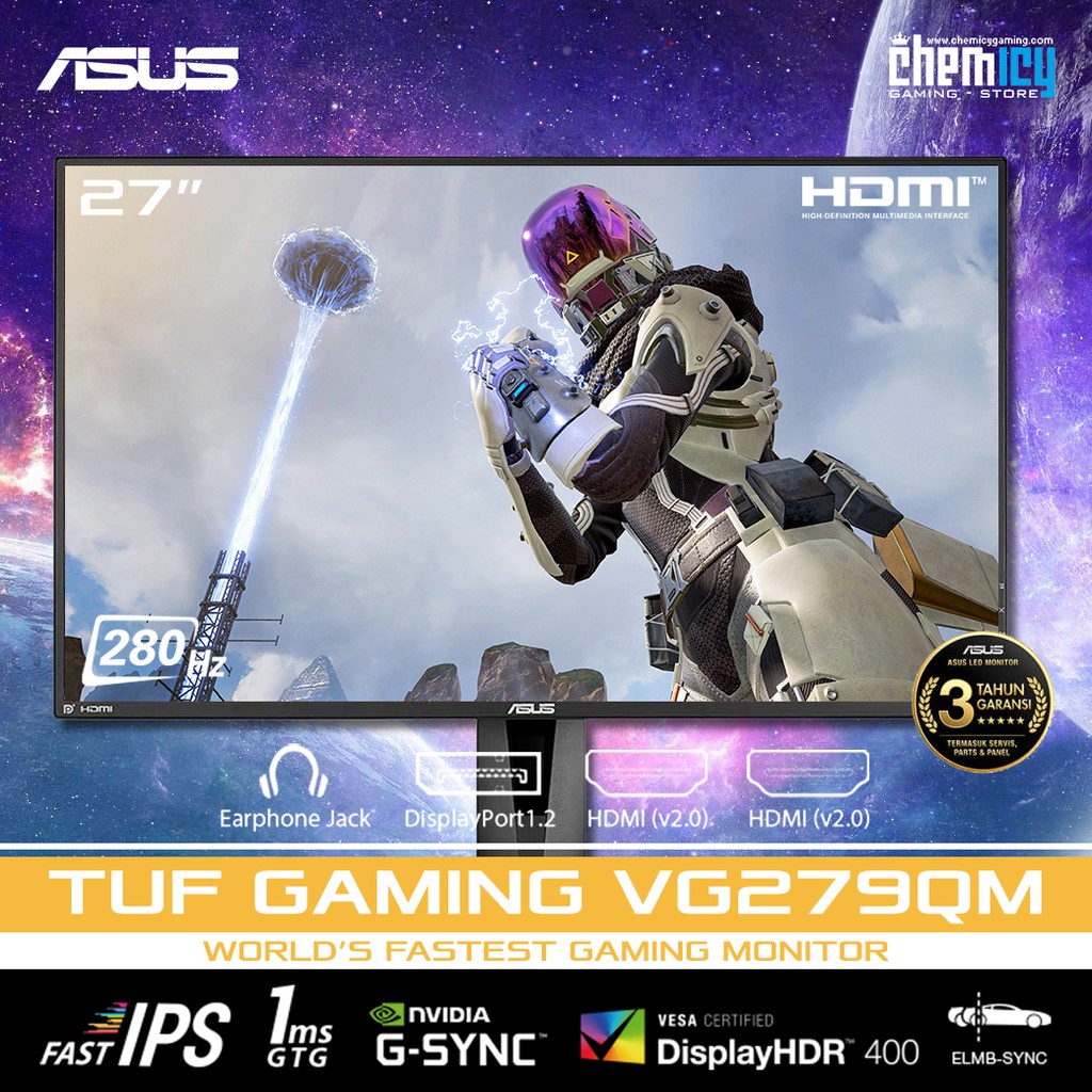 ASUS TUF VG279QM 27inch 280Hz 1ms Full HD G-SYNC Gaming LED Monitor