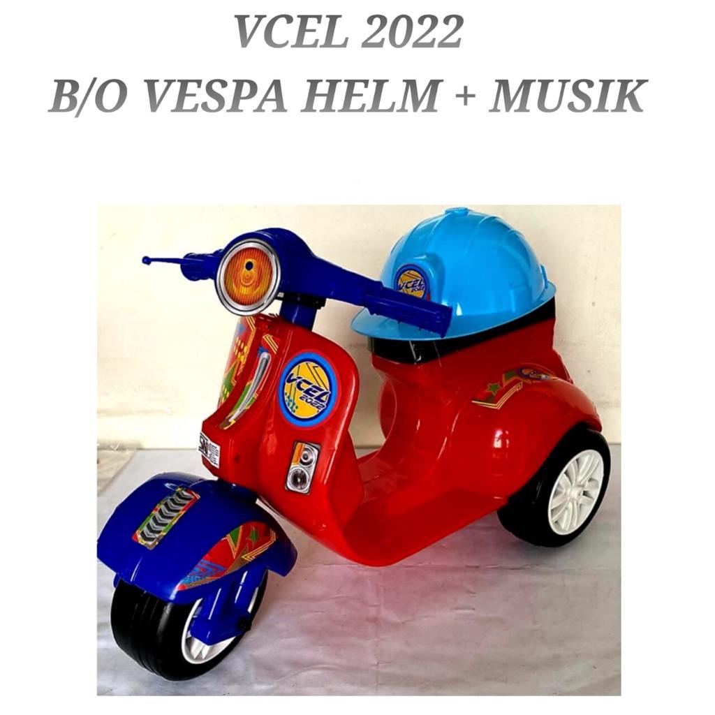 Mainan anak Motor Vespa Helm + Musik