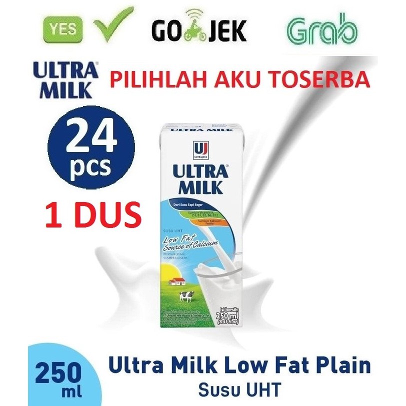 SUSU ULTRA LOW FAT PLAIN 250 ML - (HARGA 1 DUS ISI 24 PCS)