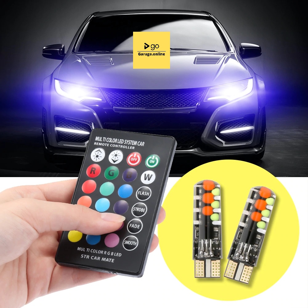 LED Lampu Mobil Motor T10 RGB Jelly ISI 2pcs Remote 12V Senja Sen Sein Kota Termurah